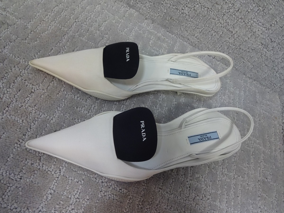 white prada slingback