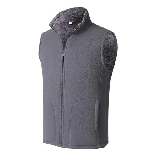 Mens Winter Vest Sleeveless Stand Collar Solid Color Fleece Thick Warm Waistcoat - Bild 11 von 22