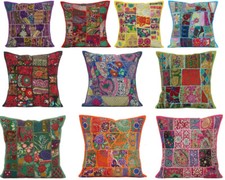 Embroidered Cushion Cover Cotton Pillow Cushion Case Throw Sofa Decor Square 18"