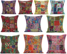 Embroidered Cushion Cover Cotton Pillow Cushion Case Throw Sofa Decor Square 18"