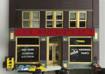 MILLER ENGINEERING F.W. WOOLWORTH CO ANIMATED NEON SIGN HO SCALE-LIGHTS, MORE!!