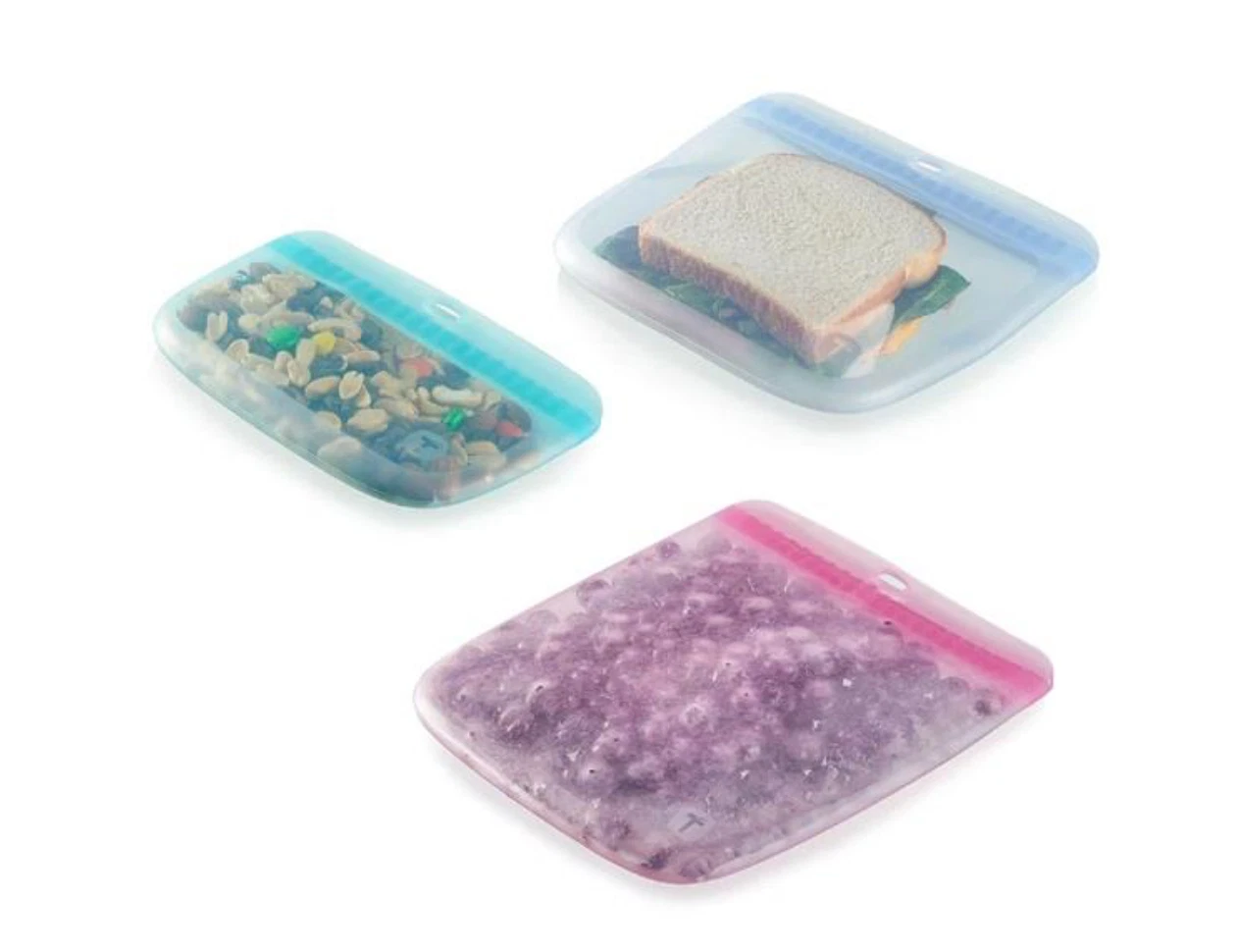 Tupperware Slim Ultimate Silicone Bags Set of 3 Microwave Freezer Safe New