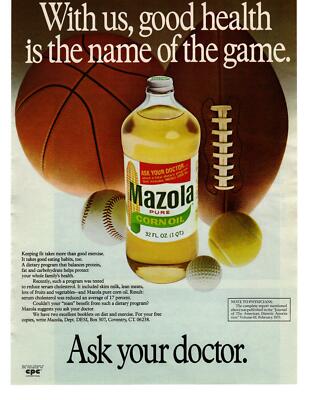 1976 Mazola Corn Oil ''Good Health Is The Name Of the Game Ask Your Dr.'' Print Ad
