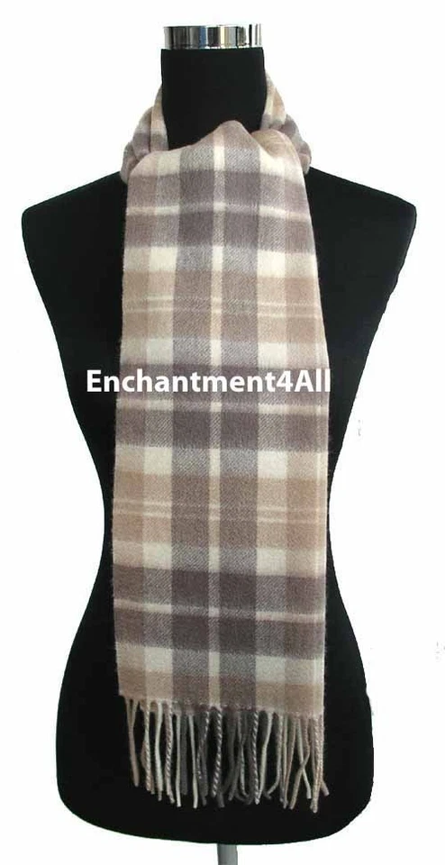 Bufanda clásica 100 % 2 capas de cachemir puro a cuadros silenciador de cuello para hombre, camel/lt. Camello Foto 4 de 4