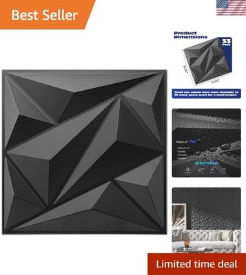33 Pack 3D Wall Panel Diamond for Interior Wall Décor, PVC Flower Textured Wa...