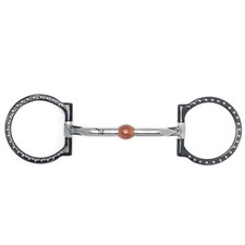 NY Tack 5" Western D Ring Silver Dotted Copper Roller Snaffle Horse Bit