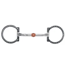 NY Tack 5" Western D Ring Silver Dotted Copper Roller Snaffle Horse Bit