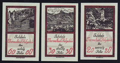3x Österreich Austria Hofgastein: 20, 30 + 60 Heller 1920 - rot²