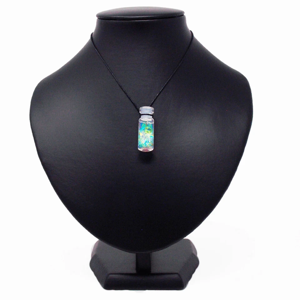 Perlmutt Anhänger  Glanzfolie, Regenbogenfarben, Modeschmuck, Glasflasche AP8 - Bild 2 von 4