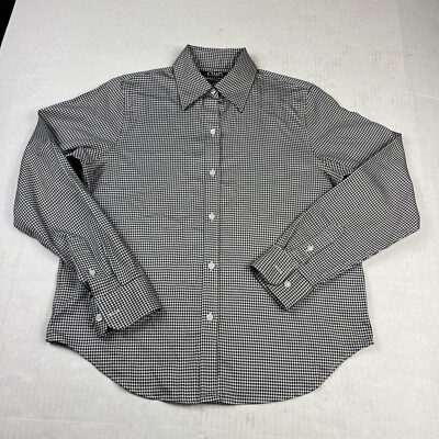 Chaps Womens No Iron Button Down Shirt Plaid Long Sleeve Collared Top PS Petites
