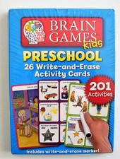 Brain Games Kids Preschool 26 Write and Erase Activity Cards w/ Erasable Marker