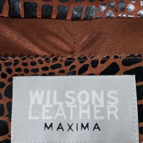 Vtg Wilsons Embossed Leather 2PC Jacket & Skirt Sz 6 Faux Fur Trim Corset Back - Picture 20 of 21