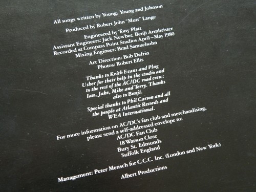 AC/DC *BACK IN BLACK* 1980 OZ 1ST PRESS ALBERT 12" WITH INNER-INSERT NM/MT VINYL - Picture 13 of 19