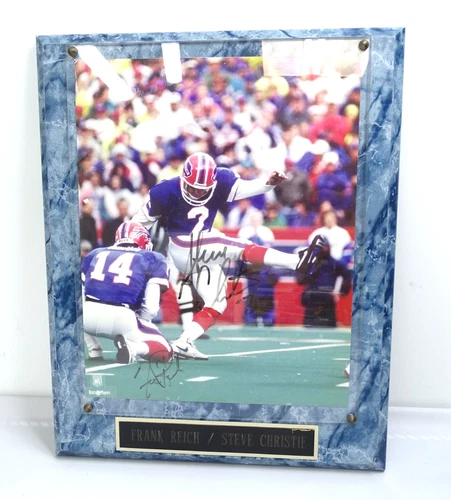 BUFFALO BILLS Frank Reich & Steve Christie DUAL SIGNED 8x10 Photo Framed Cert