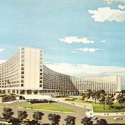 Postcard DC Washington Hilton Embassy Row Capital City Gardens Pool Autos