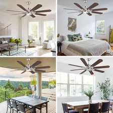 60in Ceiling Fan W/ Light and Remote Modern Led Smart Ceiling Lamp Chandeliers
