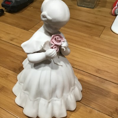 Rare Vintage Parian Porcelain by Helen Fennell Girl Flower Bisque