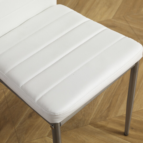 4pcs backrest cushion horizontal sewing decoration PU leather dining chair round