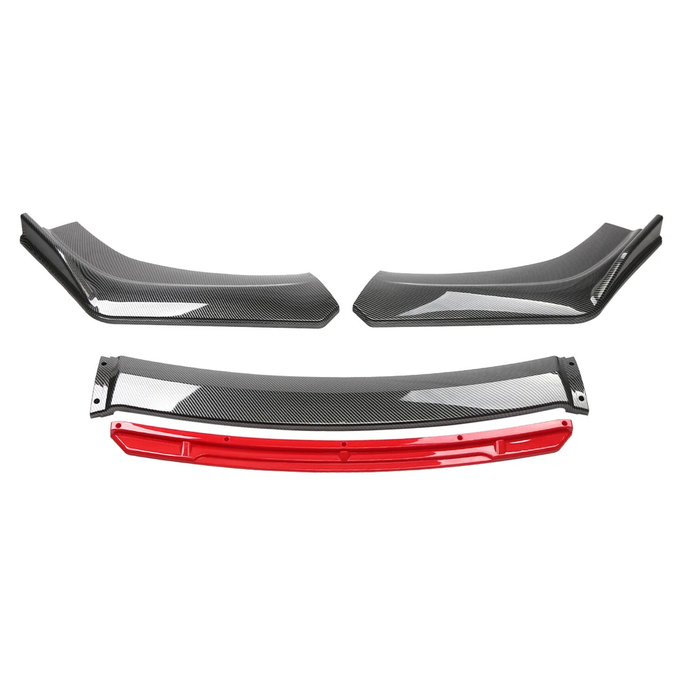 For Skoda Octavia Front Bumper Lip Splitter Spoiler Diffuser Carbon Fiber Red - Image 3 of 4