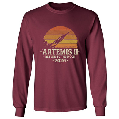 Artemis Return to the Moon 2026 Retro Graphic Long Sleeve T-Shirt