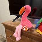 Ty Beanie Babies Lot of 2 Flamingo & Parrot Plush Beanie 1999 Small — photo 2