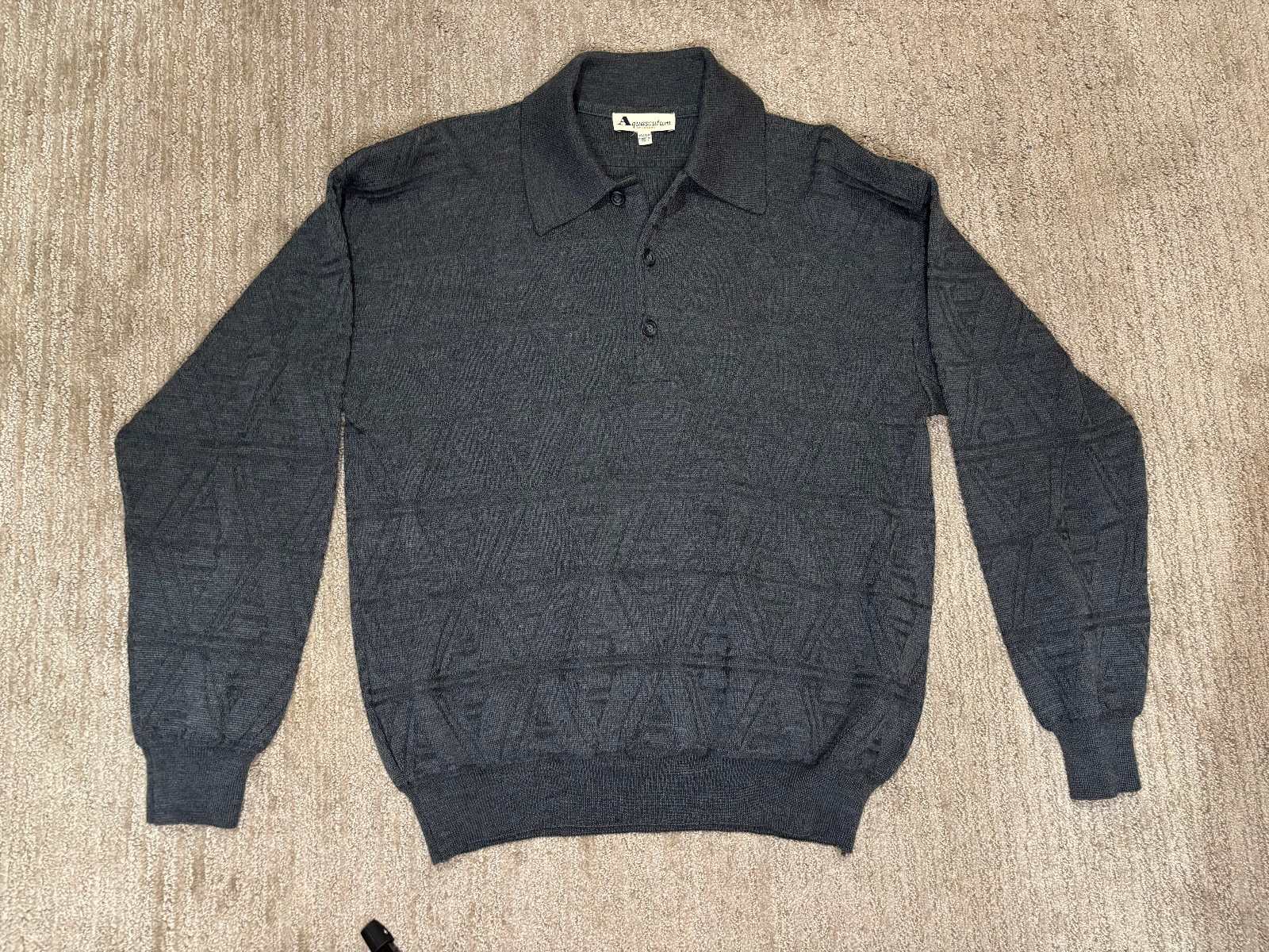 Aquascutum Medium Sweater Mens Grey Wool M 48 Made in Italy