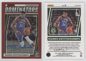 2022 Panini Donruss Optic Elite Dominators Red Prizm /99 Giannis Antetokounmpo