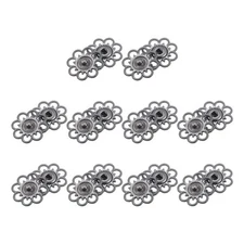 10 Sets Hollow Flower Snap Buttons, Press Buttons 25mm, Iron Grey