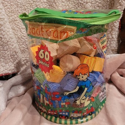 VERDES Wood Grain Foam Building Blocks 60 Piece Set New But Zipper Broken On Bag