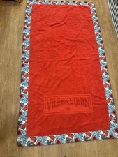 Vilebrequin Red Cotton Beach Towel with Patterned Border