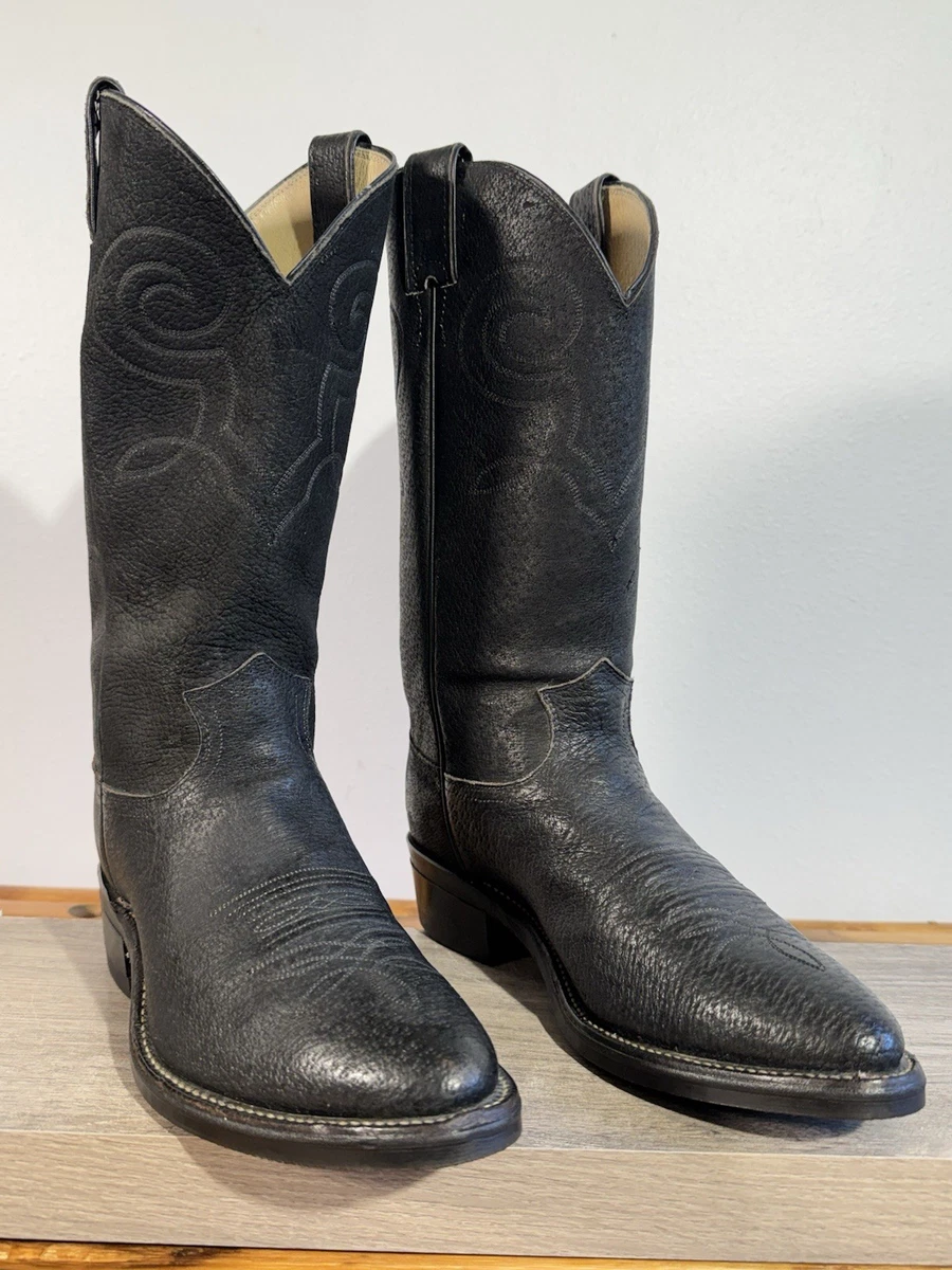 R13: Bottes de cowboy hauteur mi-mollet noires à empiècement R13: Bottes de cowboy hauteur mi-mollet noires à empiècement