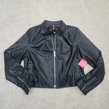 Spanx Women Large Faux Leather-Like Moto Jacket Luxe Black 20390R