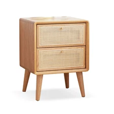 North America Solid Oak Bedside Cabinet - Modern Nordic Nightstand