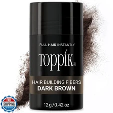 Toppik Hair Building Fibers, Dark Brown, 12g Fill In Fine or Thinning Hair, I