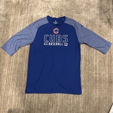 Chicago Cubs Fanatics Blue Marble Clutch 3/4 Sleeve Shirt Men’s M