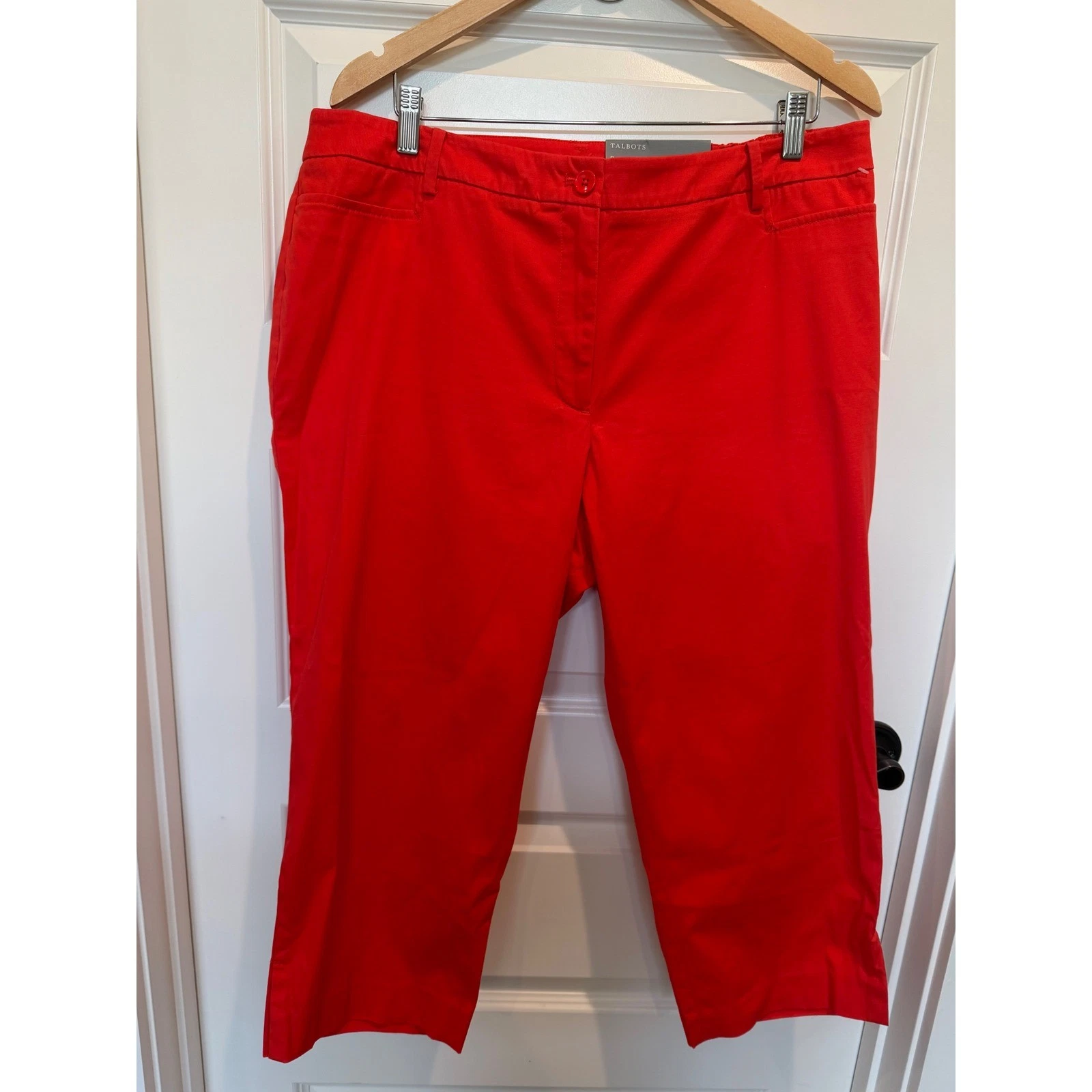 Talbots Perfect Skimmer Red Pedal Pusher Slim Leg Crop Pants 16W NWT