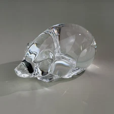 Steuben Glass pig Boar 3" Hand Cooler Paperweight Signed Euc