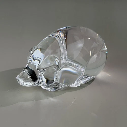 Steuben Glass pig Boar 3" Hand Cooler Paperweight Signed Euc