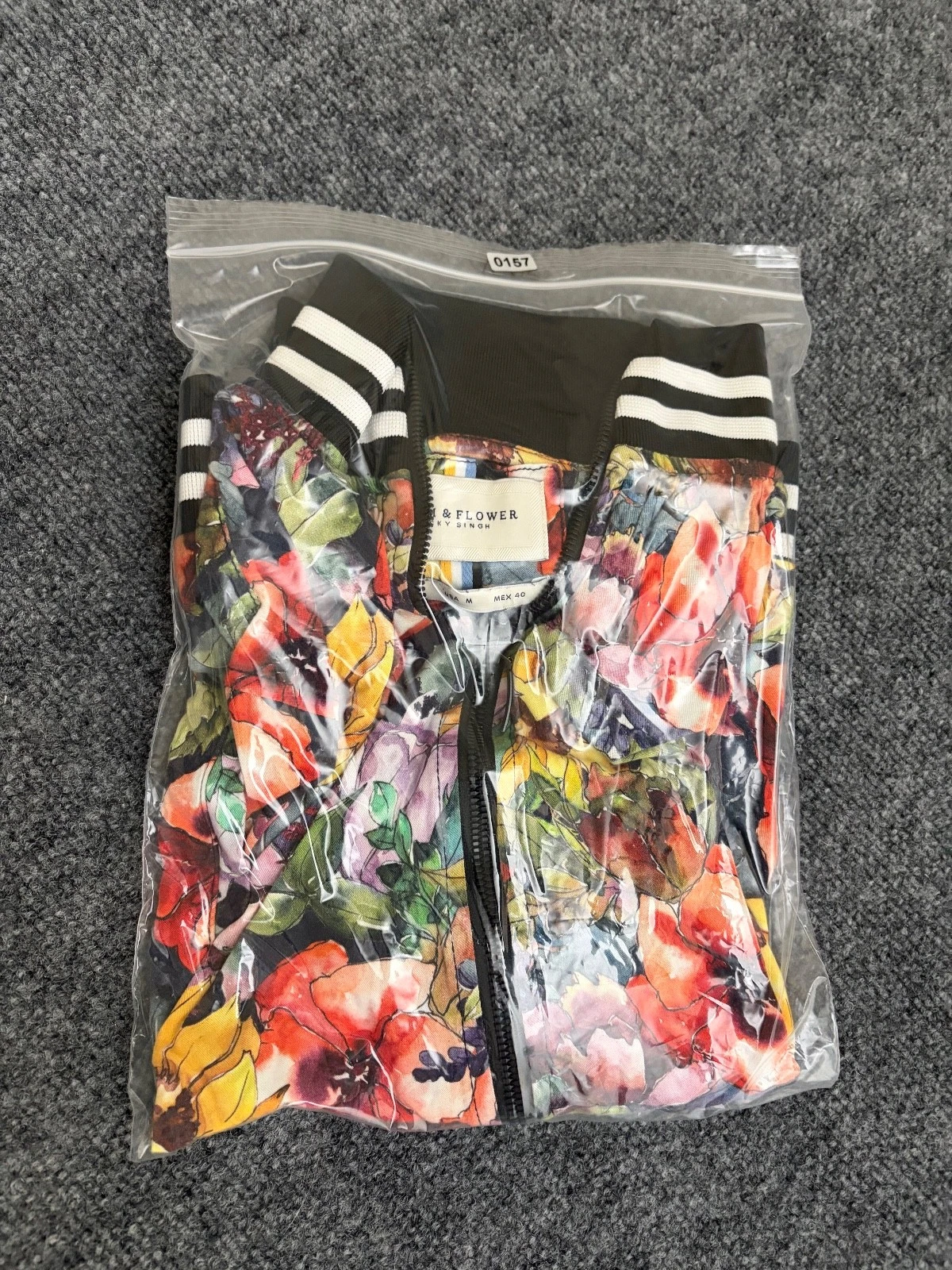 Denim & Flower Ricky Singh Mens Floral Colorful Bomber Jacket Lightweight Size M - product detail image 11