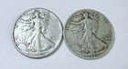 LOT OF 2 WALKING LIBERTY SILVER HALF DOLLARS 90% SILVER FREE SHIPPING #8984