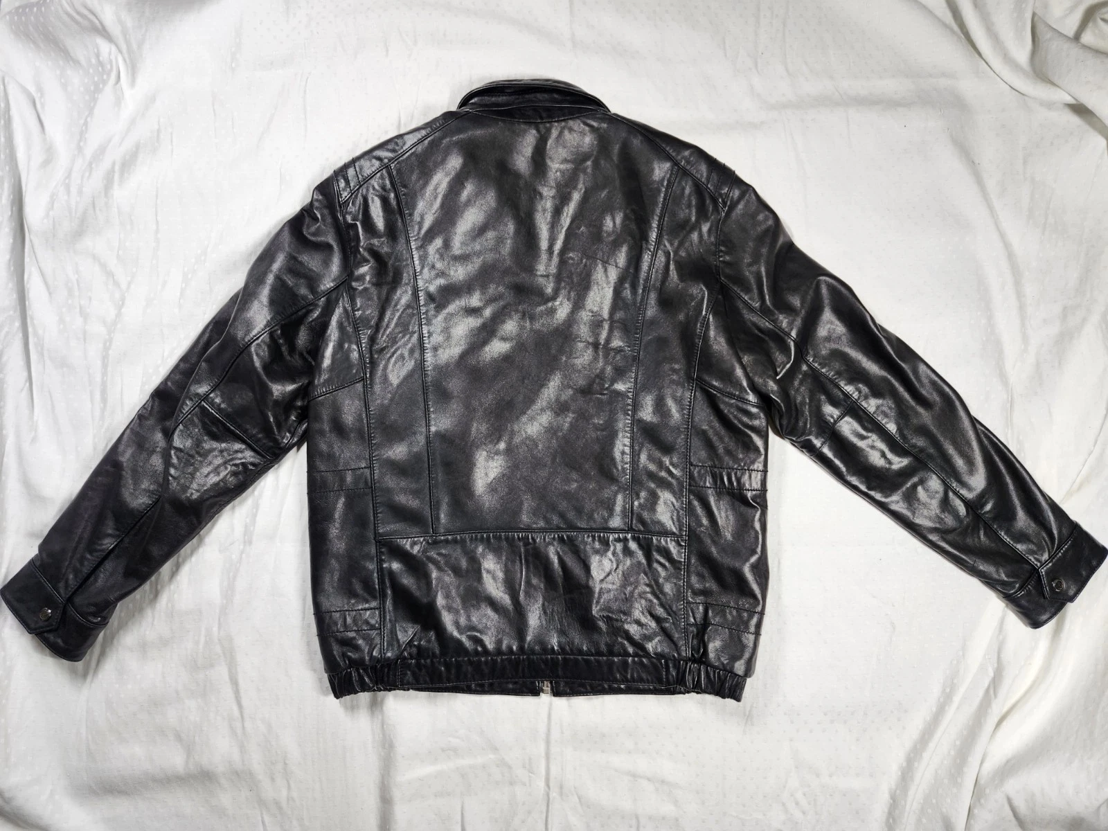 Marc New York Andrew Marc Black Leather Jacket Men M Medium Zip Quilt Lined - product detail image 4