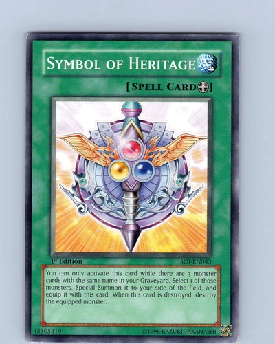 Yu-Gi-Oh Símbolo de Herencia SOI-EN043 1ª Edición Tarjeta Común Regular Jugada LP - Imagen 1 de 2