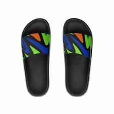 Vibrant Men's Slides-Abstract Pattern Beach  Pool Slides