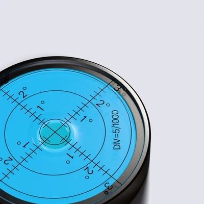 Niveau à bulle circulaire métallique gradué, bleu, diamètre 60mm - Photo 1/4