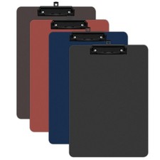 Colored Clip Boards 4 Pack Plastic with Low Profile Metal Clip 12.5x9 Inch