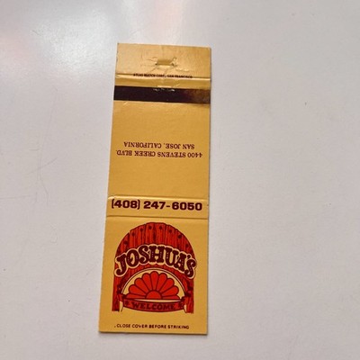 Joshua's Welcome San Jose CA Vintage Matchbook Cover 4MB72-6