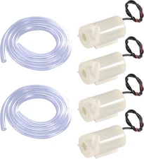 4Pcs DC 3-5V Micro Submersible Mini Water Pump with 2Pcs Clear Vinyl Tubing Flex