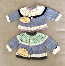 New 2 Handmade Knit Baby Cardigan Set