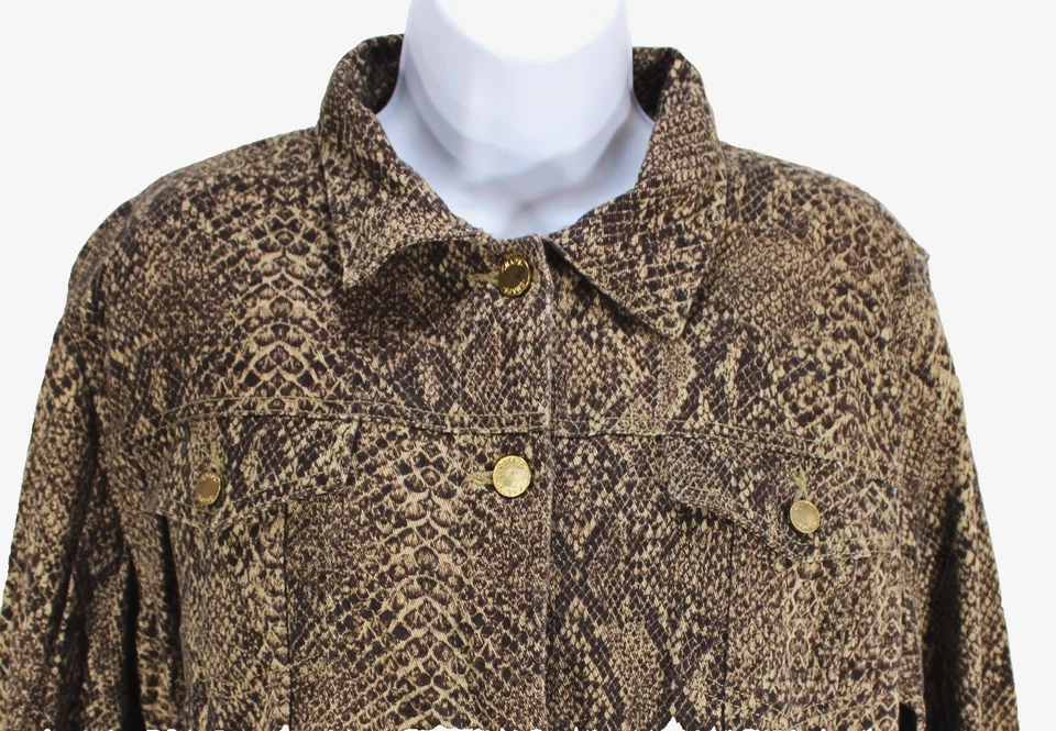 Chaqueta de mezclilla Chaps falda traje para mujer XL/12 piel de serpiente estampado camionero motociclista Y2K Foto 3 de 4