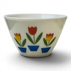 VTG Fire King Ivory TULIP Nesting Mixing Bowl Milk Glass Oven Ware MCM 1940s 8.5
